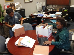 Summer Interns Ebony Washington from West Ashley HS and Richae Haynes from Baptist Hill MHS are assisting in the CCSD Office of Federal Programs. 